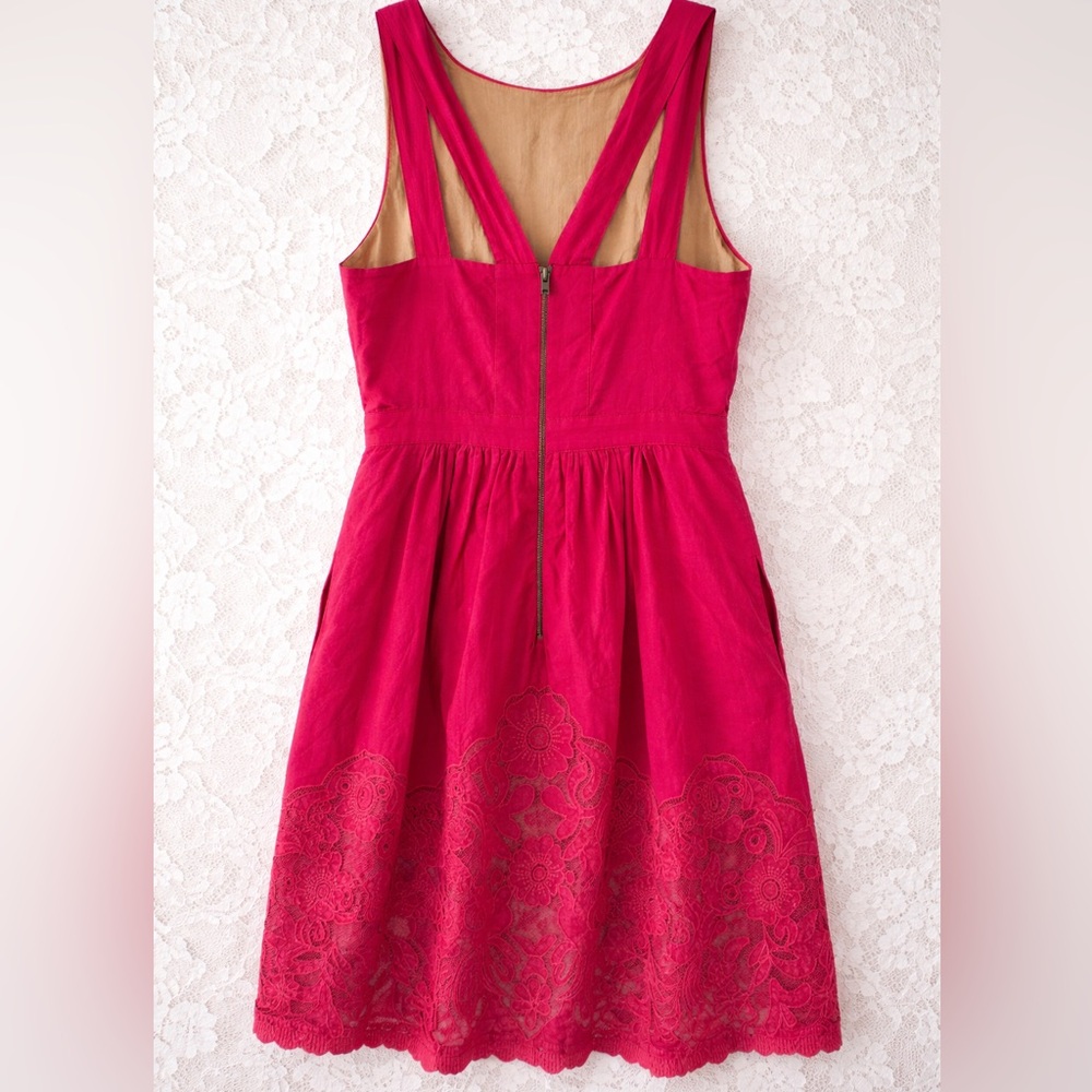 Anthropologie Moulinette Soeurs Fuchsia Lace Midi Dress - Picture 4 of 8